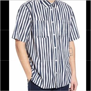WeSC blue striped button down shirt
